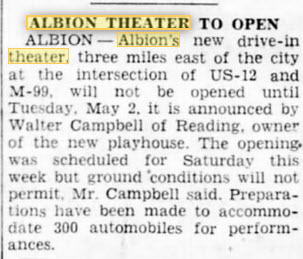 Albion Drive-In Theatre - 13 Apr 1950